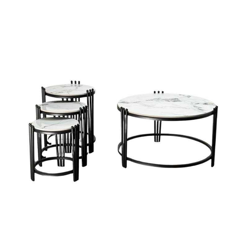 Round Four-Piece Nesting Coffee Table Set CT-1+3-T13 - Channel finish