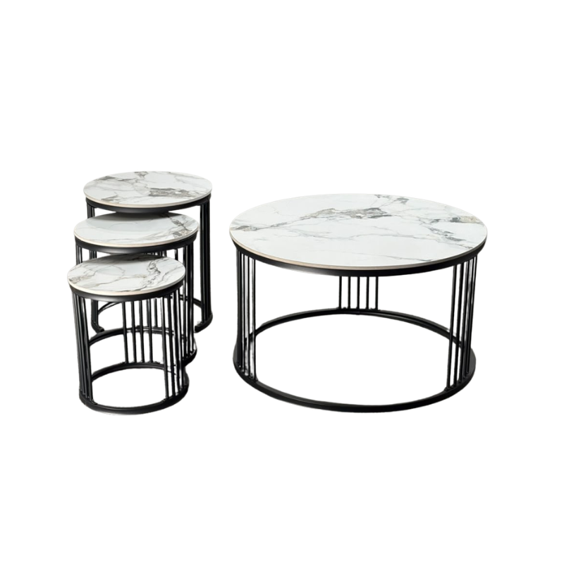 Round Four-Piece Coffee and Side Table Set CT-1+3-T317 - Channel finish
