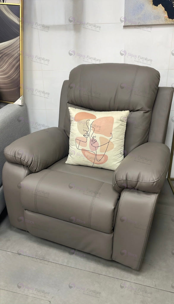 Chicago Recliner - Greige Leather Arm Chairs Recliners & Sleeper Chairs