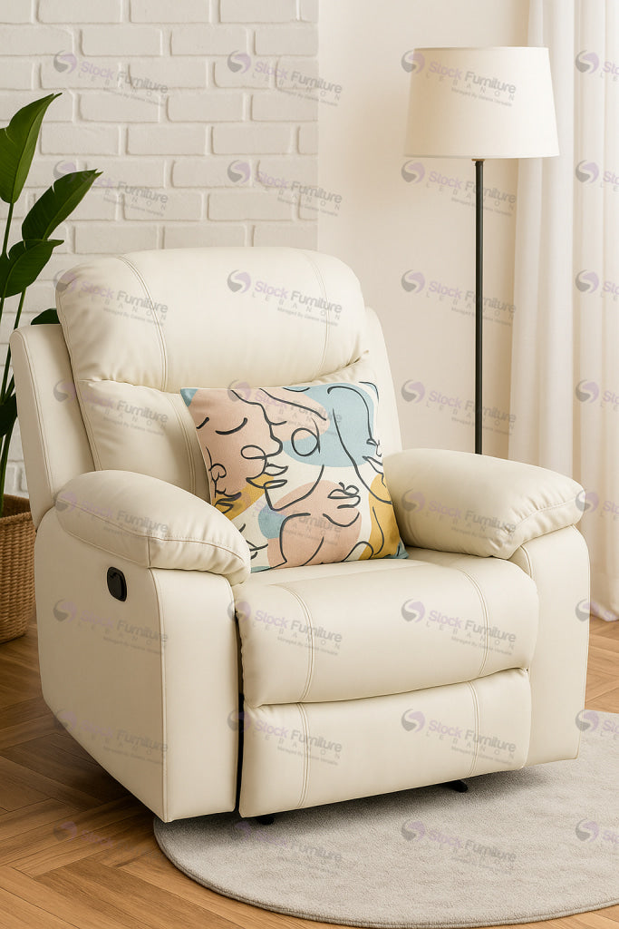 Chicago Recliner Soft high quality upholstery in neutral tone White Arm Chairs Recliners & Sleeper Chairs