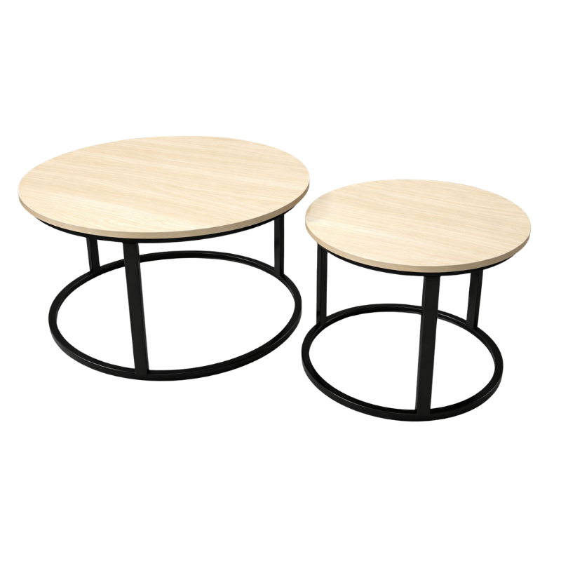 Rivo 23 two-piece ring-base coffee table set in natural - Haidoura Home CT-1+1-8130