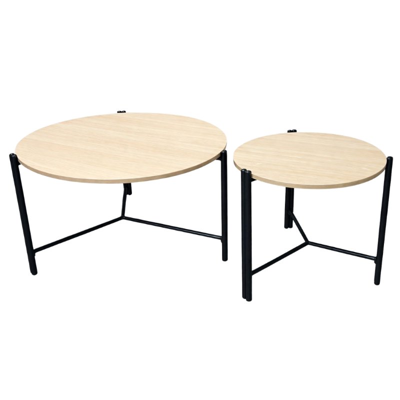 Cato 79 two-piece open-frame coffee table set in natural - Haidoura Home CT-1+1-8135