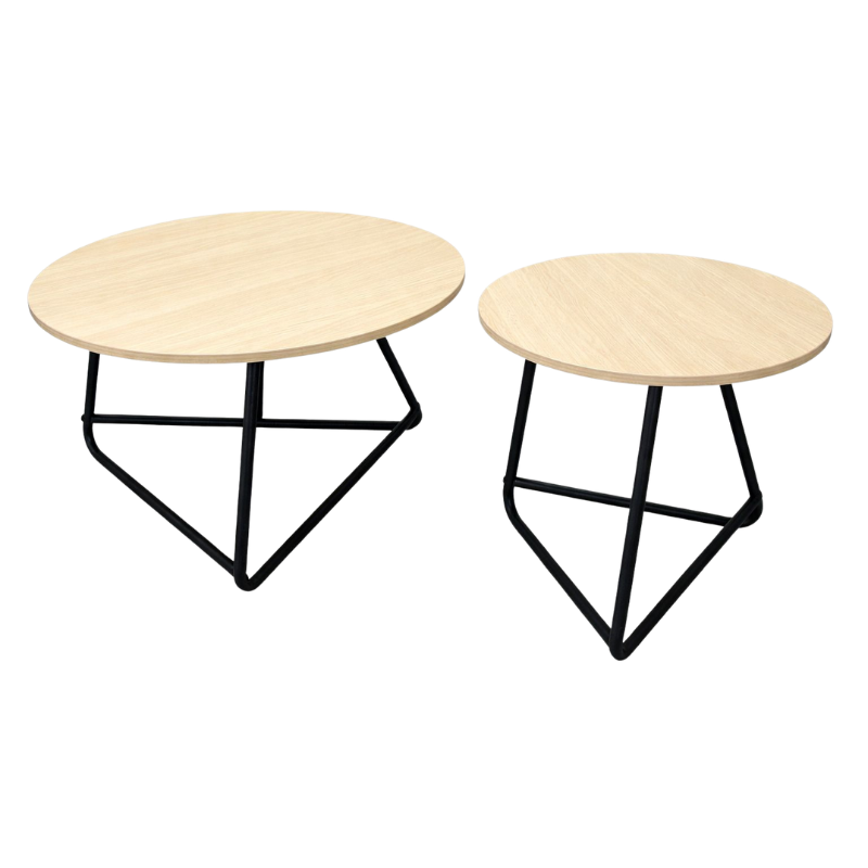Nilo 54 two-piece geometric coffee table set in natural - Haidoura Home CT-1+1-8136