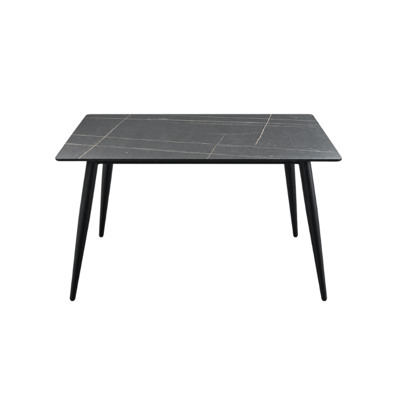 Bruno 36 rectangular marble-look dining table in black - Haidoura Home DT-C-140*80