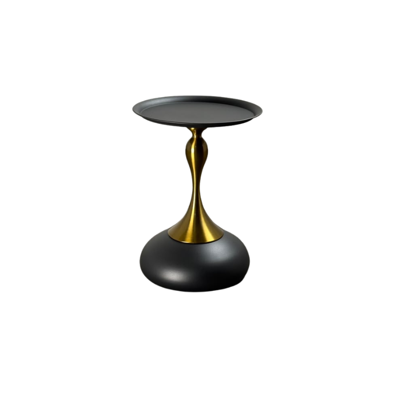 Teo 47 sculptural round side table in black - Haidoura Home T-A43