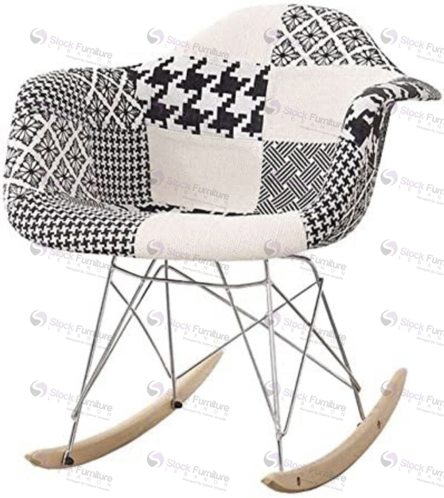 Patchwork Rocking Chair -506 Rc Black And White